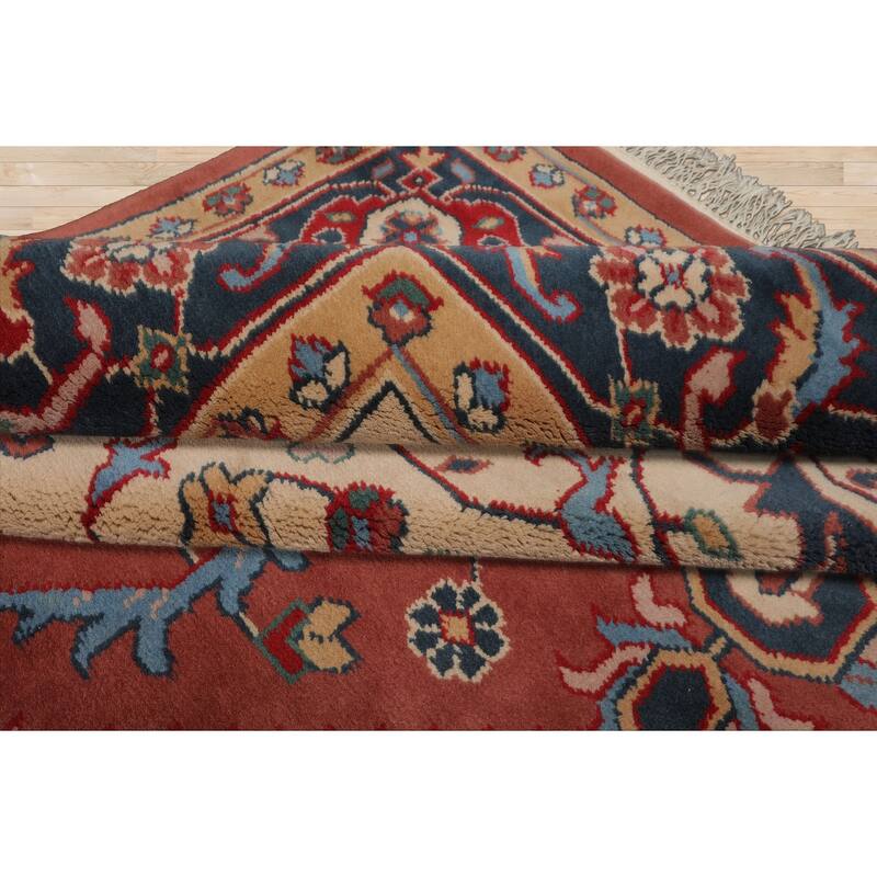 9x12 Hand Knotted Wool Salmon Heriz Plush Pile Pande Cameron Rug - 9' x 12'