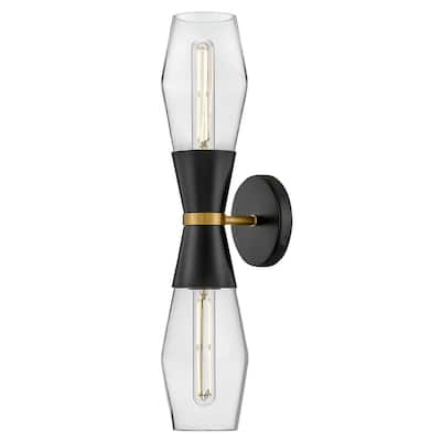 Lark 83902 Livie 2 Light 22" Tall Wall Sconce with Clear Glass Shades