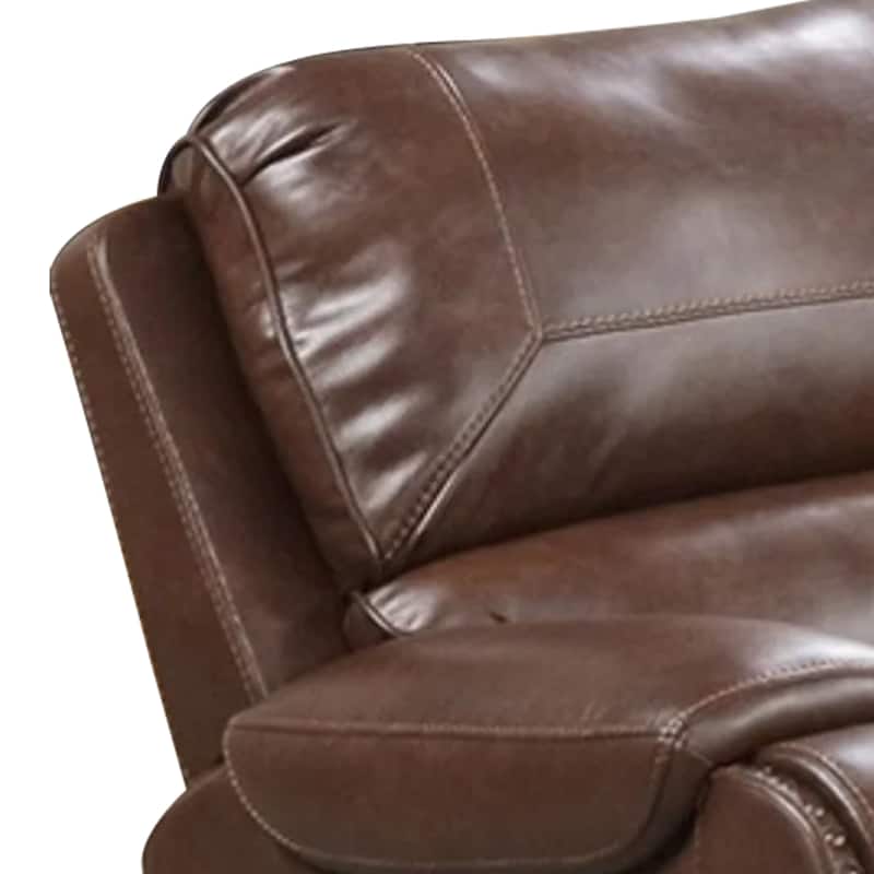 Teli Manual Swivel Glider Recliner Chair, Dark Brown Faux Leather