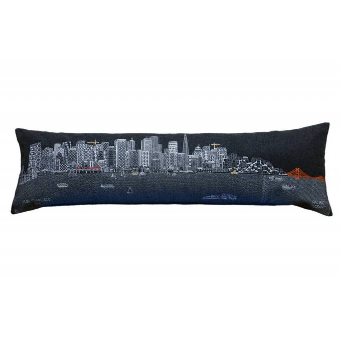 HomeRoots 46" Black San Francisco Nighttime Skyline Lumbar Decorative Pillow