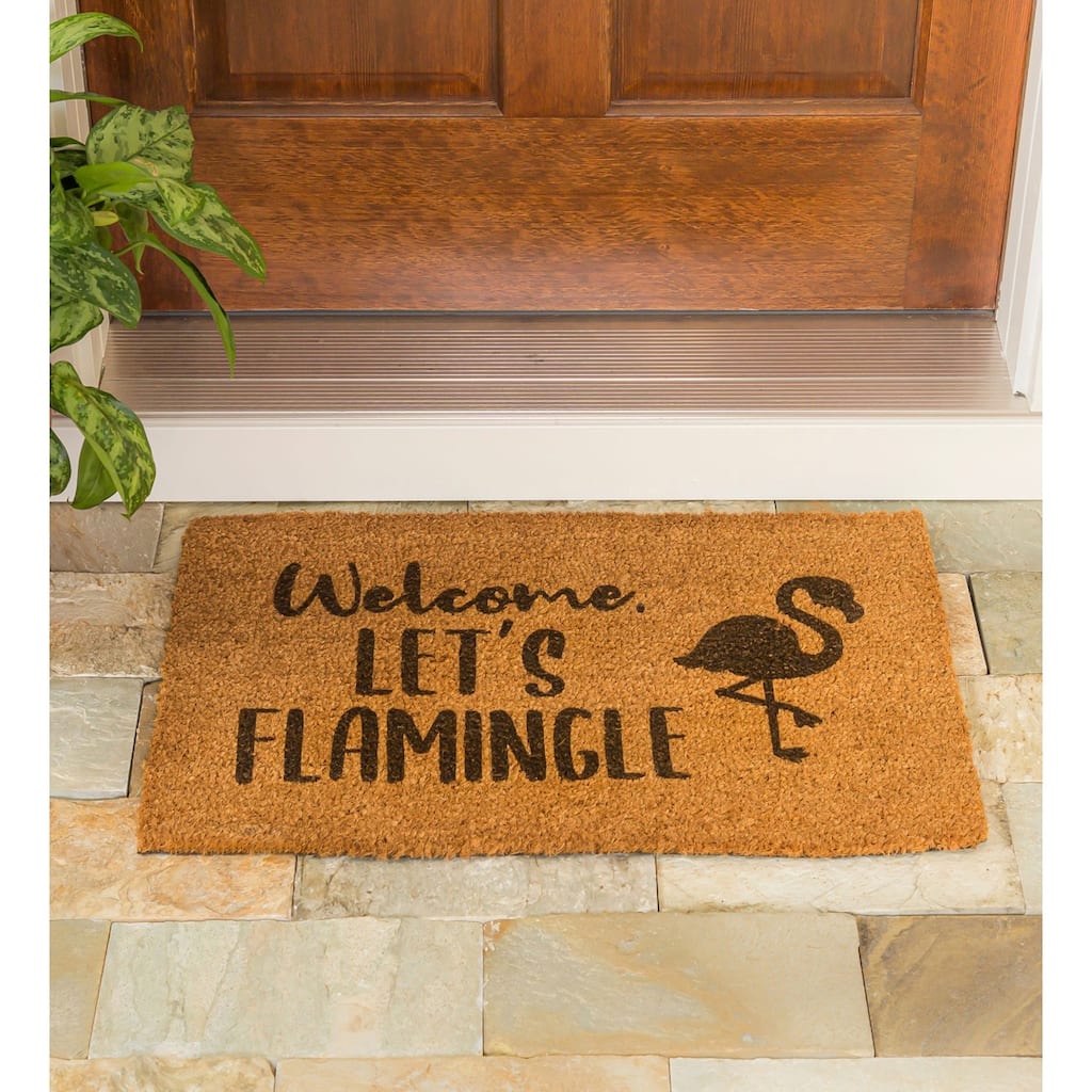 "Welcome, Lets' Flamingle" Coir Door Mat