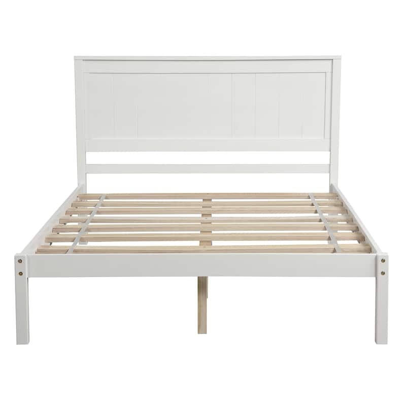 Roomfitters Platform Bed Frame with Headboard, Wood Slat Support, No Box Spring Needed, Twin/Full