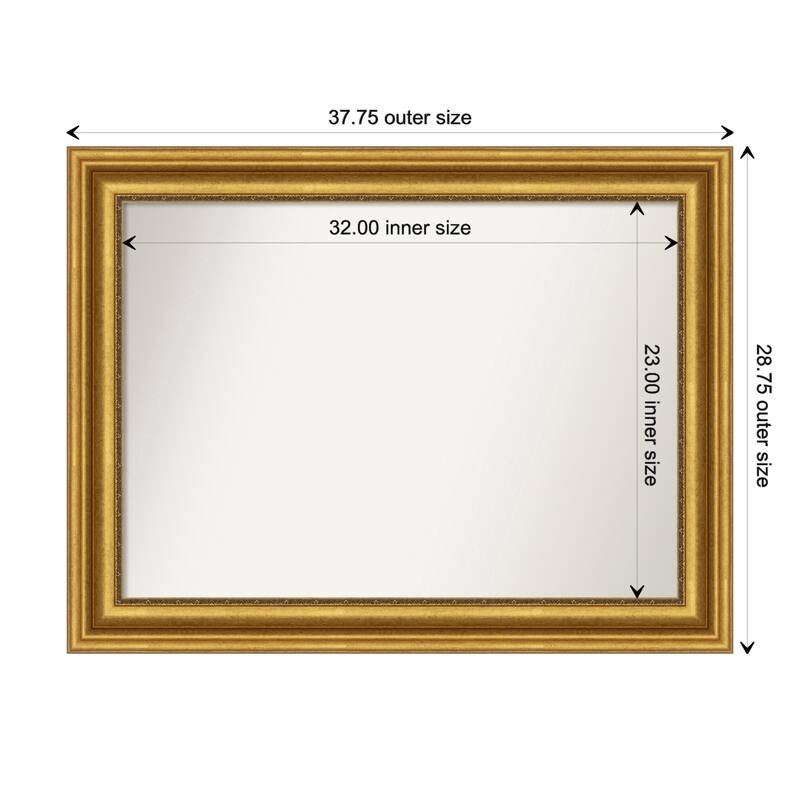 Parlor Gold Framed Non-Beveled Custom Wall Mirror, Bathroom Vanity Mirror - Outer Size: 37.75 x 28.75