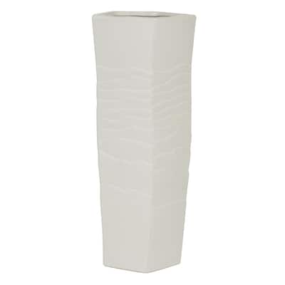 Ceramic Textured Decorative Vase - White - Roche River Decor