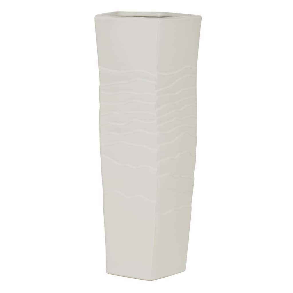 Ceramic Textured Decorative Vase - White - Roche River Decor