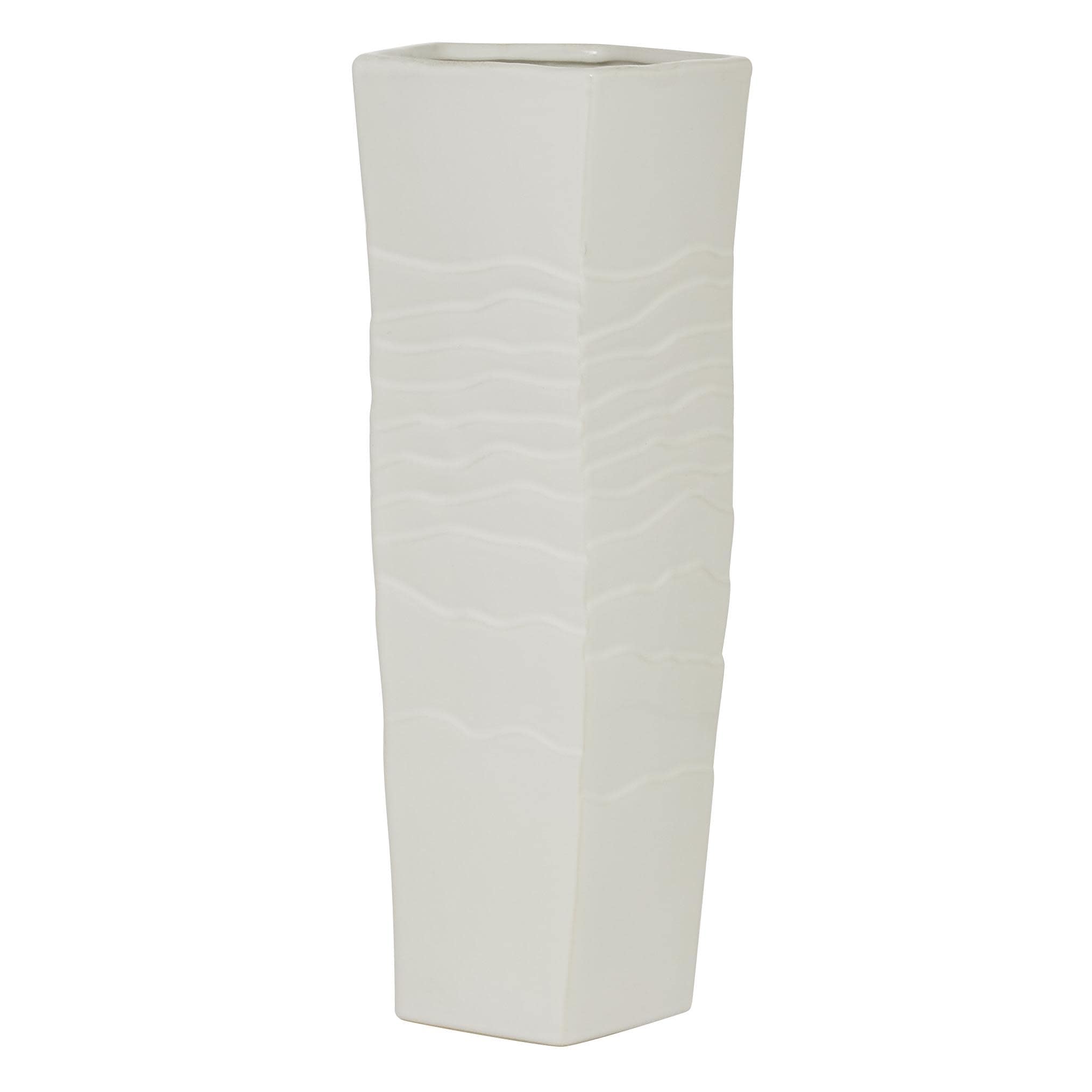 Ceramic Textured Decorative Vase - White - Roche River Decor