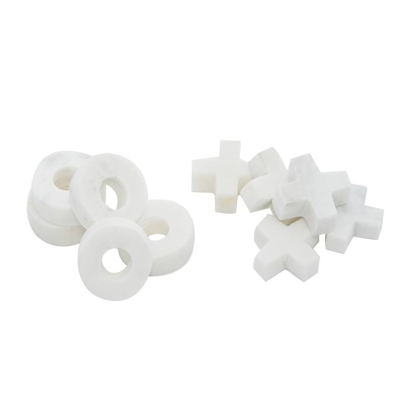 Marble Tic Tac Toe Game Set with Gold Inlay - White or Black - Roche River Decor