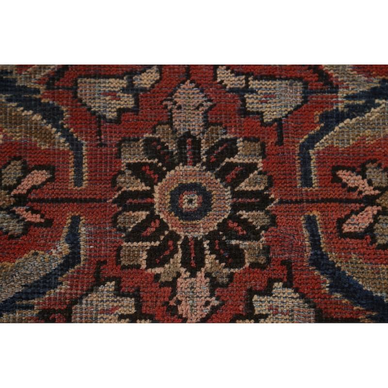 Pre-1900 Antique Floral Mahal Persian Area Rug Handmade Wool Carpet - 9'2"x 12'10"