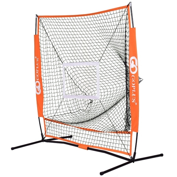 5×5’ Baseball Softball Practice Hitting Batting Training Net Bow Frame Black Bag