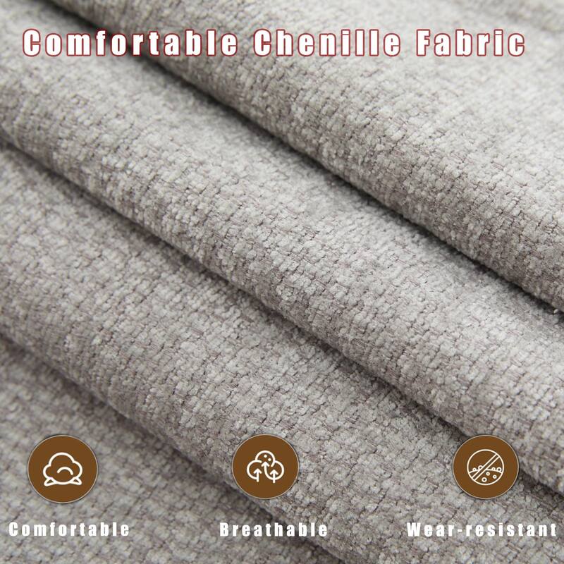 U-Shaped Chenille Modular Sofa with Bluetooth Speakers, Wireless Charging, Storage Console, 2 Cup Holders & Movable Ottoman