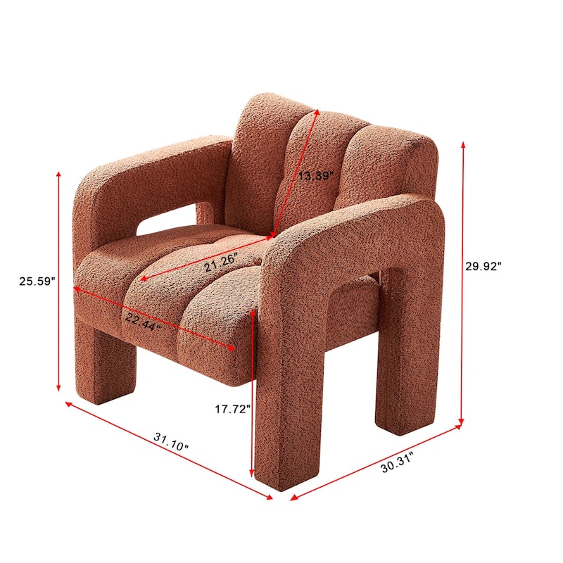 Orange Modern 31.1" Upholstered Accent Chair with High-Density Foam and Solid Wood Frame