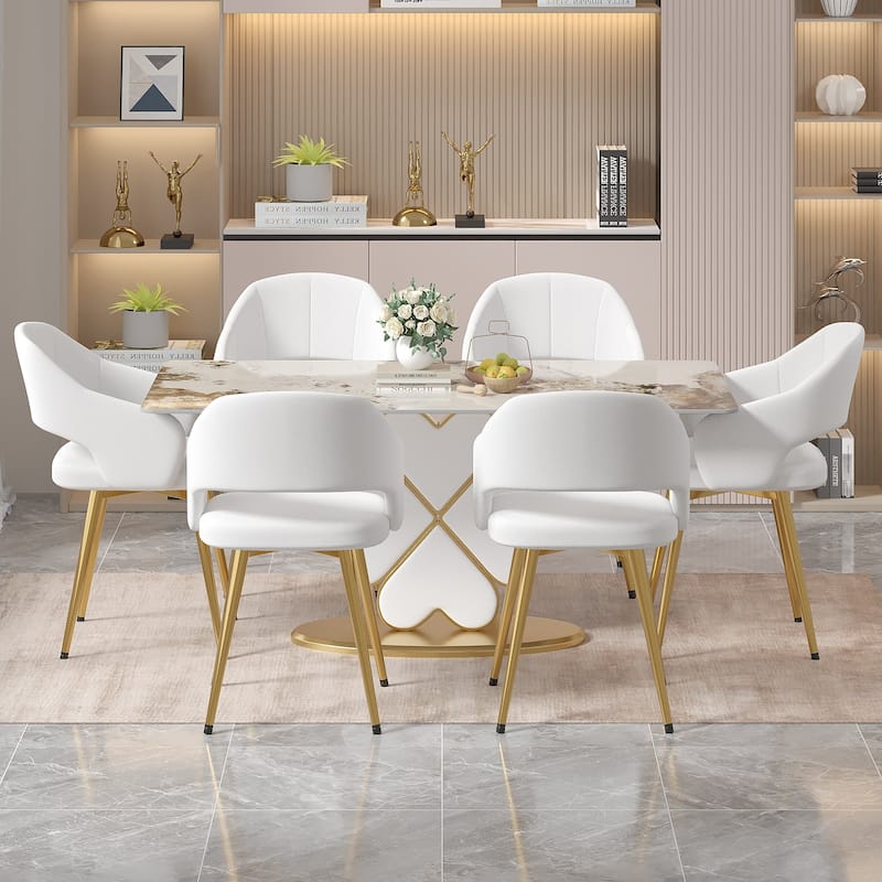 VECELO Modern Upholstered Dining Chairs Set of 6, Velvet Kitchen Chairs for Dining Room