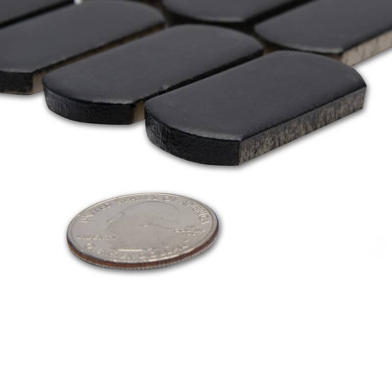 Merola Tile Hudson Capsule Matte Black 12-1/4" x 13-1/8" Porcelain Mosaic Floor and Wall Tile