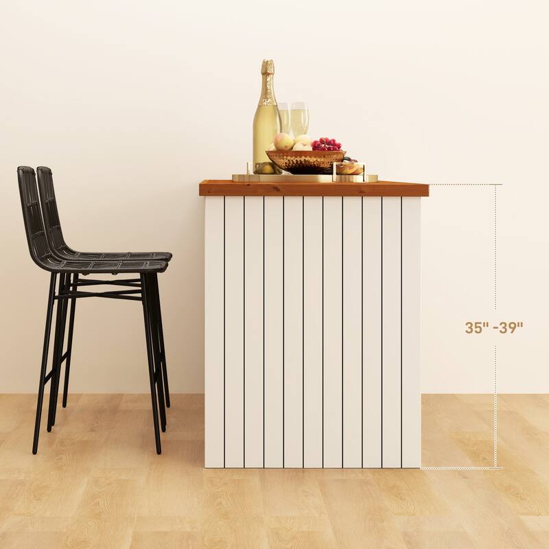 2-Pack Woven Rattan Counter Stools with Steel Legs and Adjustable Feet for Home or Bar Seating - 16.9" W x 22" D x 39.8" H