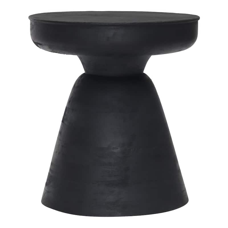 HomeRoots 18" Black Solid Wood Round End Table - 15.90 in. x 18.10 in. x 15.90 in.