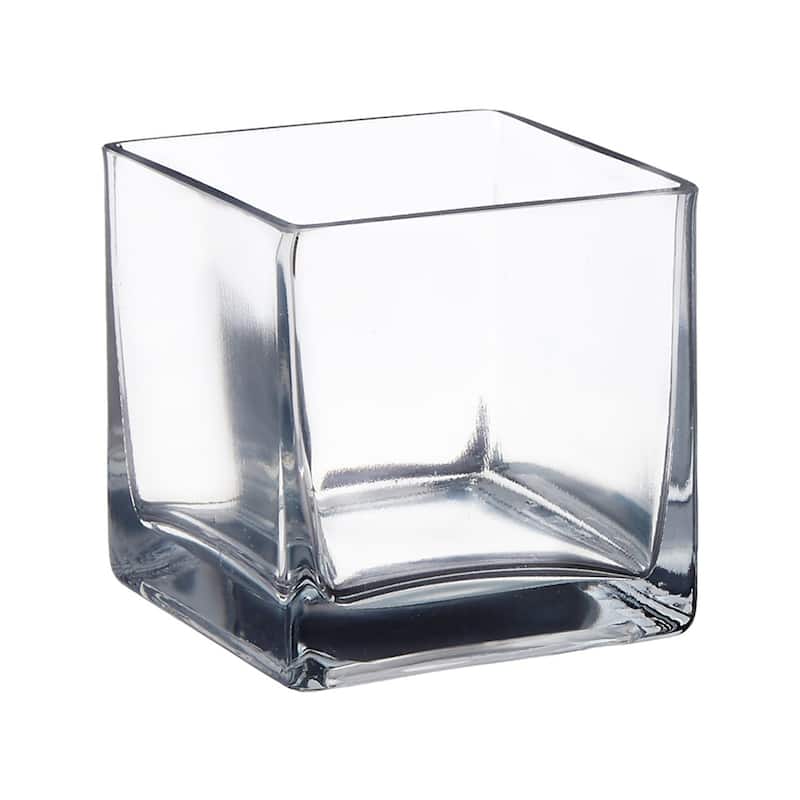 Enova Home Square Shape Clear Glass Vase For Home Garden Decoration - 6.0" W x 6.0" H