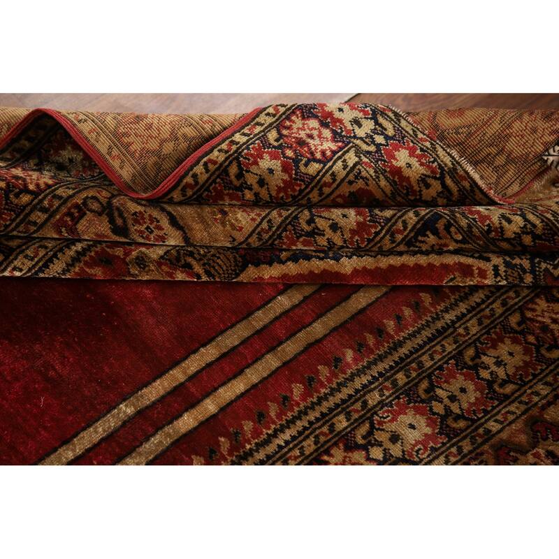 100% Silk Anatolian Turkey Foyer Rug Hand-Knotted Wool Carpet - 4'1" x 5'8"