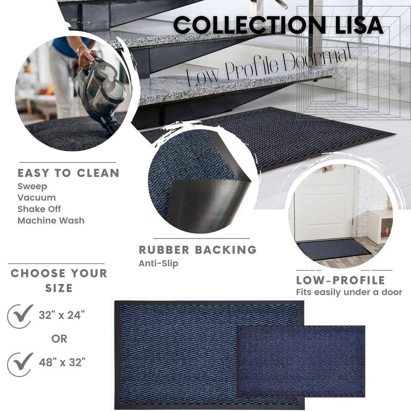Lisa Heavy-Duty Non-Slip Rubber Door Mat for High Traffic Areas