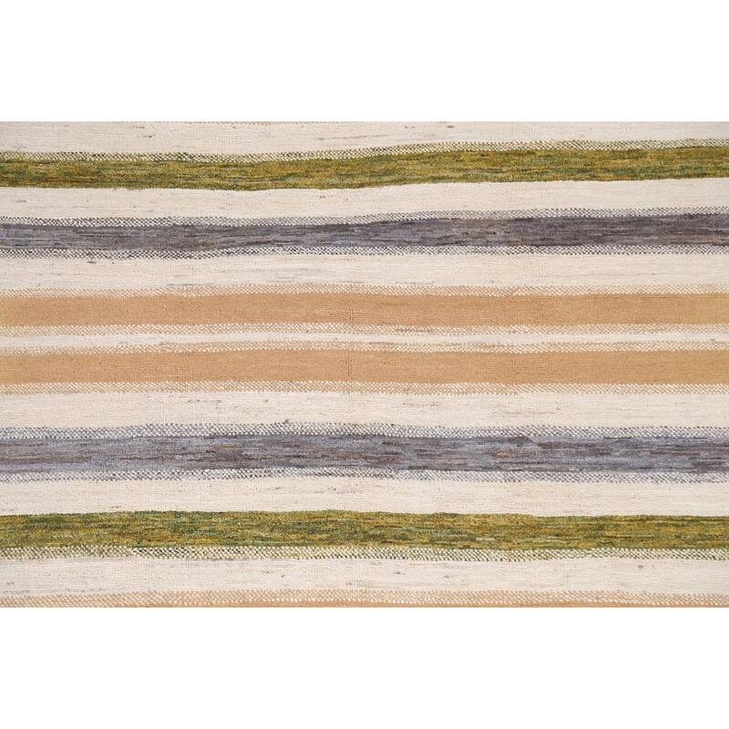 Wool Gabbeh Kashkoli Contemporary Striped Area Rug Hand-knotted Carpet - 5'0" x 8'0"