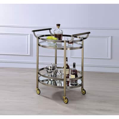 Lakelyn Serving Cart, Brushed Bronze & Clear Glass