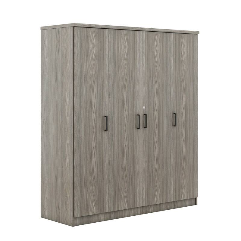 4-Door Wardrobe with 1 Drawer, Gray
