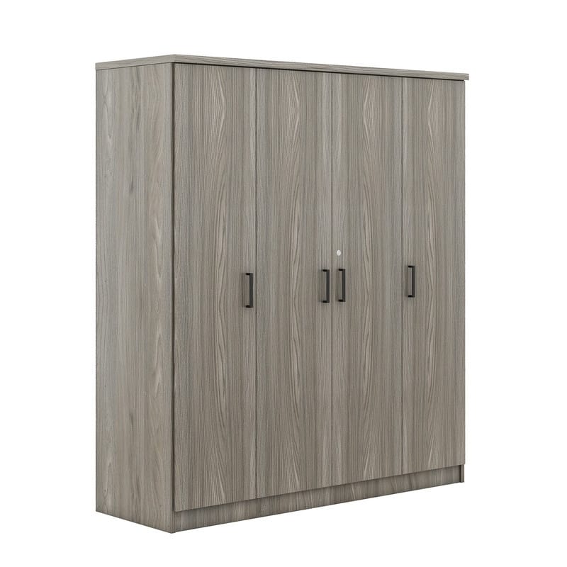 Modern Wardrobe with 4-Door and 1 Drawer, High Cabinet Closet, Tall Bedroom Armoires with Shelves and Hanging Rods for Bedroom