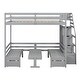 preview thumbnail 11 of 15, Gray Full Pine Convertible Bunk Bed with Staircase, Drawer, and Table Set