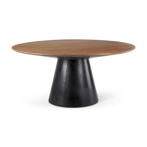 Mercana "Mitchell" Solid Wood Top & Cast Iron Base Round Dining Table