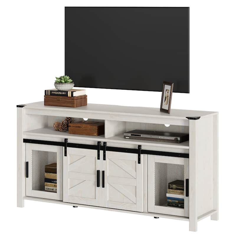 Farmhouse Barn Door TV Stand, Living Room Entertainment Center