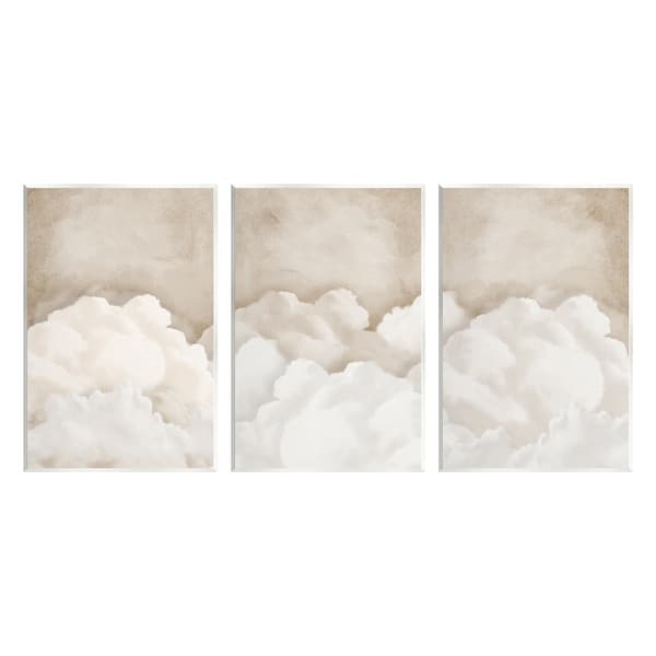 Stupell Vintage Beige Clouds 3 Piece Wall Plaque Art Set Design by Ros ...