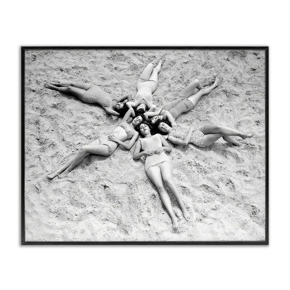 Stupell Women on Beach in Star Shape Framed Giclee Art Design By Arlington Prints
