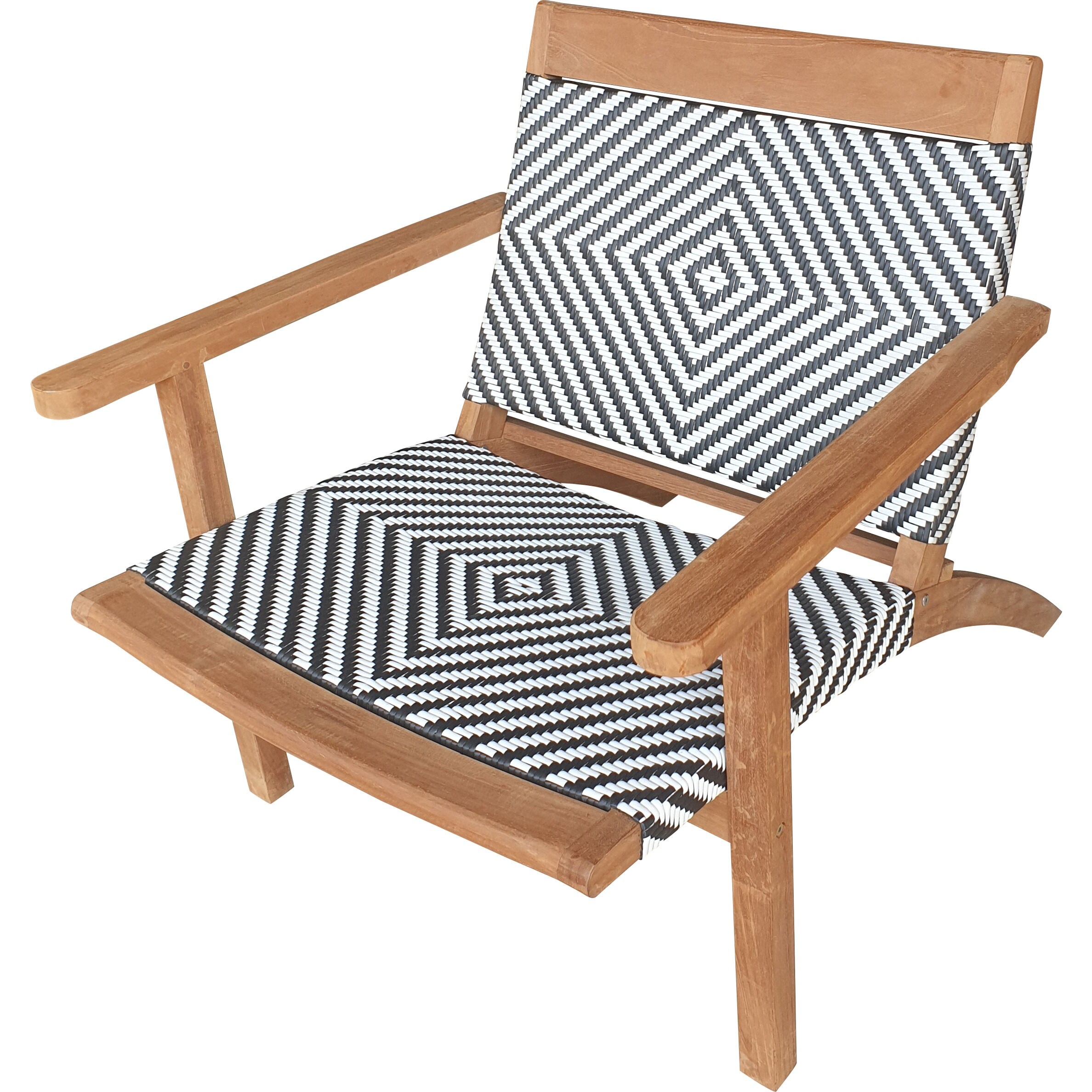 Chic Teak Barcelona Teak Wood Patio Lounge And Dining Chair Black And White Overstock 31288311