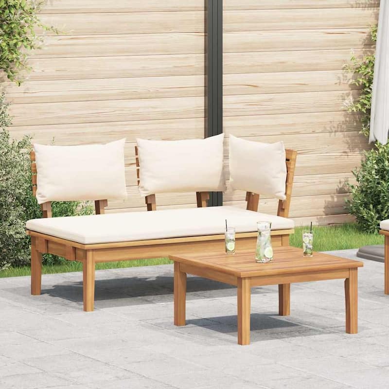 vidaXL Garden Bench Brown Solid Teak wood - Brown-Corner bench + table (2)