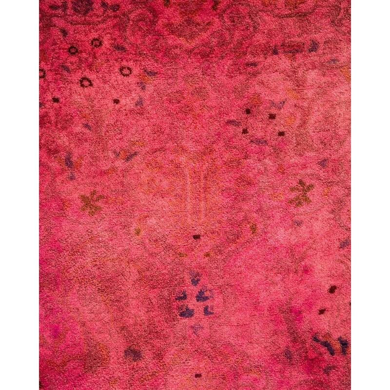 Overton Hand Knotted Wool Vintage Inspired Modern Contemporary Overdyed Pink Runner Rug - 2' 7" x 9' 9"
