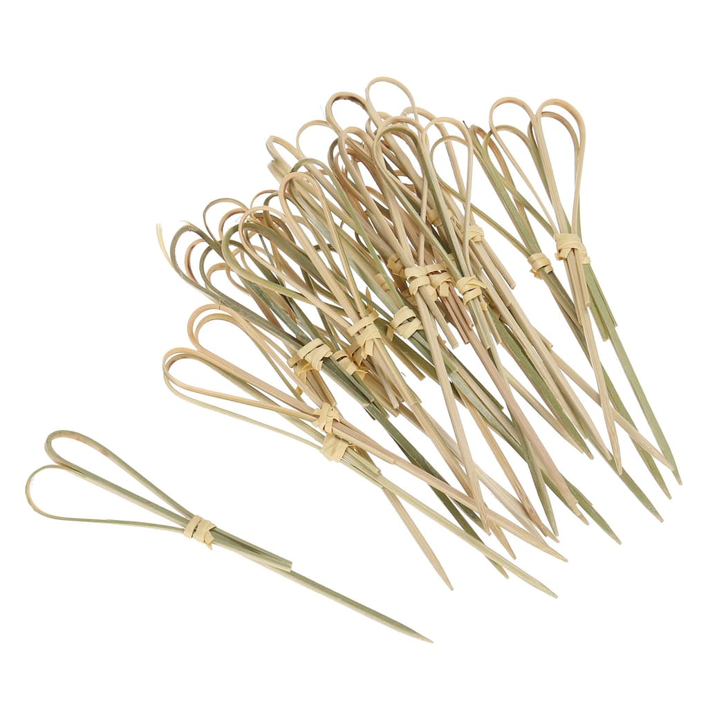 Bamboo Cocktail Toothpicks Heart Shaped Drink Picks Skewer 100Pcs - 4.72"