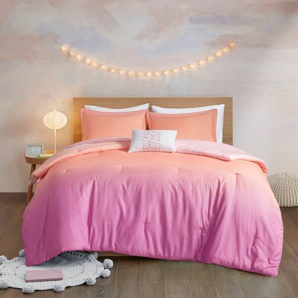 images Pink Glitter Comforter Set sparkle metallic glitter printed