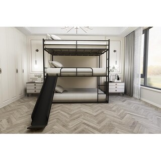 Twin Size House Loft Bed with Slide and Ladder, Black - Bed Bath ...