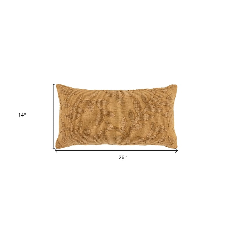 HomeRoots 14" X 26" Pumpkin Botanical Cotton Throw Pillow With Texture