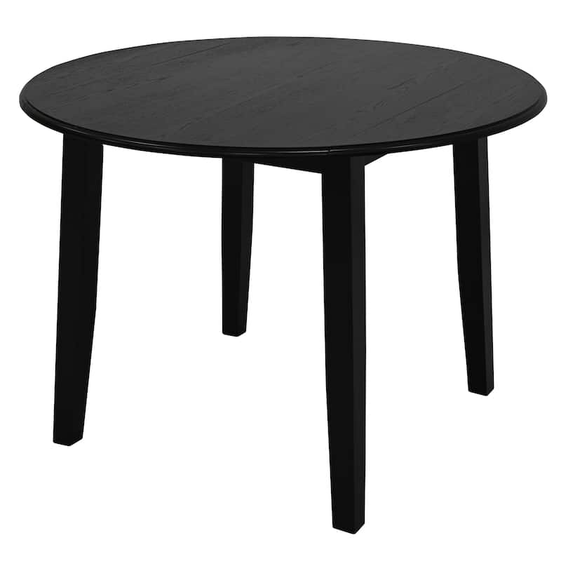 Modern Engineered Wood & Oak Veneer Round Dining Table - Black