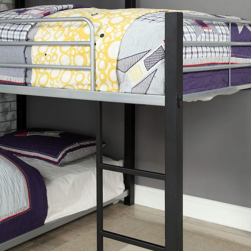 Hilt Contemporary Sand Black and Silver Twin Metal Triple Bunk Bed by Furniture of America