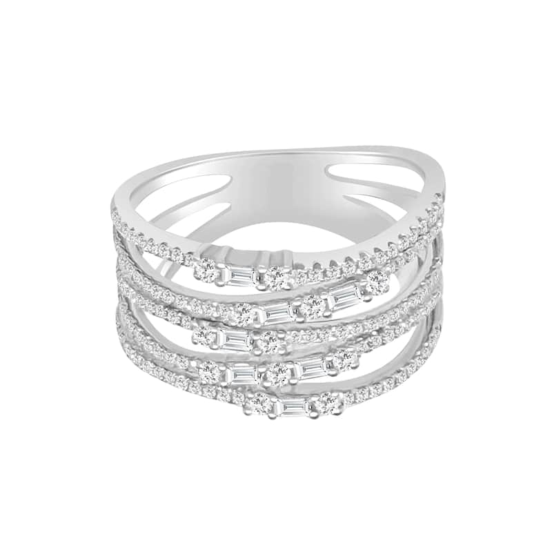 Auriya 14k Gold Lab Grown Round and Baguette Diamond Five-Row Band 0.18 ct. tw. (F-G, VS)