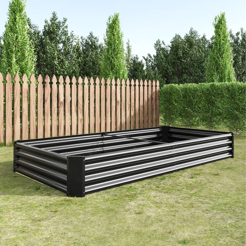 GDFStudio - Large Oval Metal Raised Garden Bed for Vegetables, Flowers, and Plants, Outdoor Backyard Planter Box