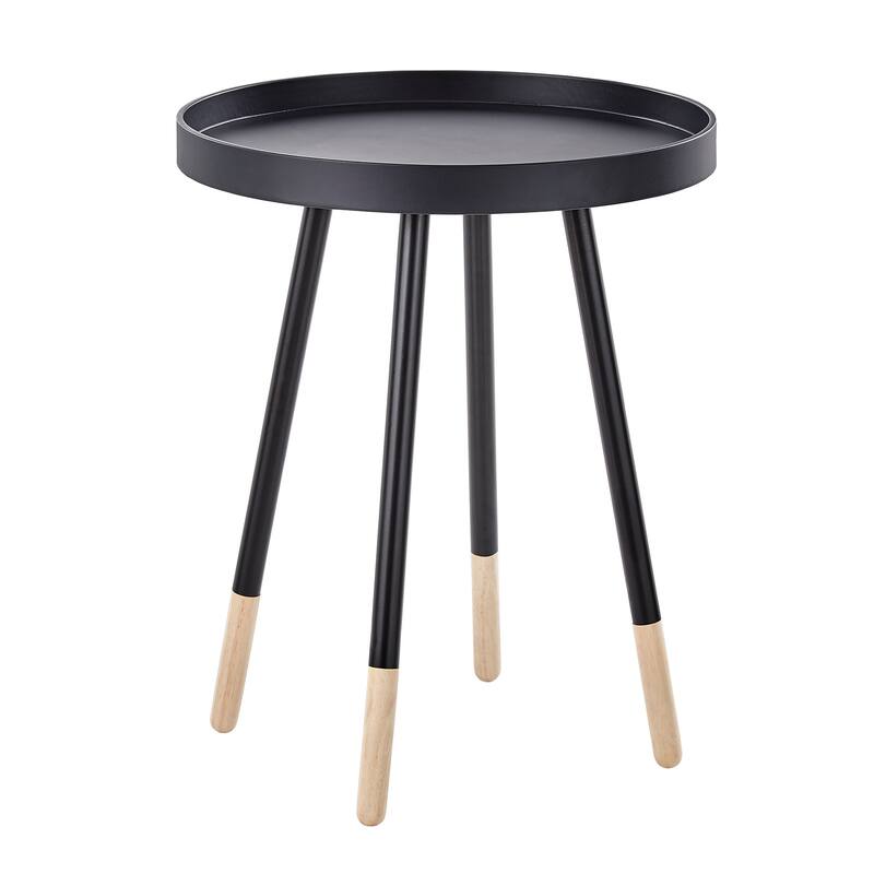 Marcella Paint-Dipped Round Tray-Top Side Table by iNSPIRE Q Modern - Black