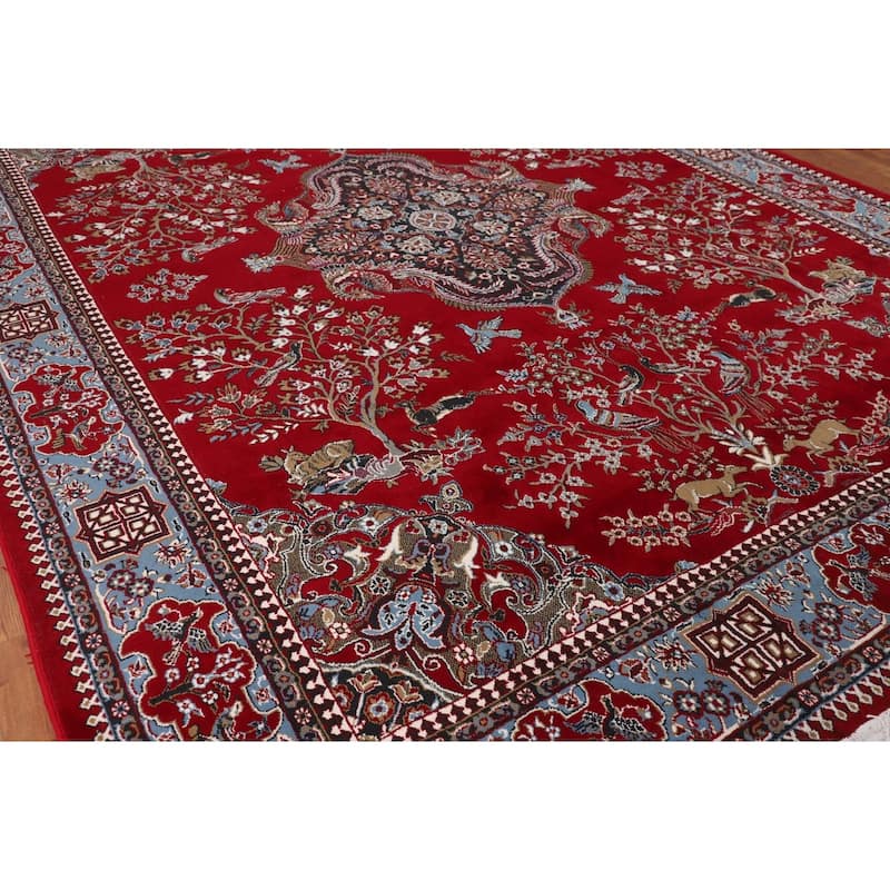 Animal Design Floral Kashan Turkish Area Rug Machine Made Carpet - 9'9" x 12'8"