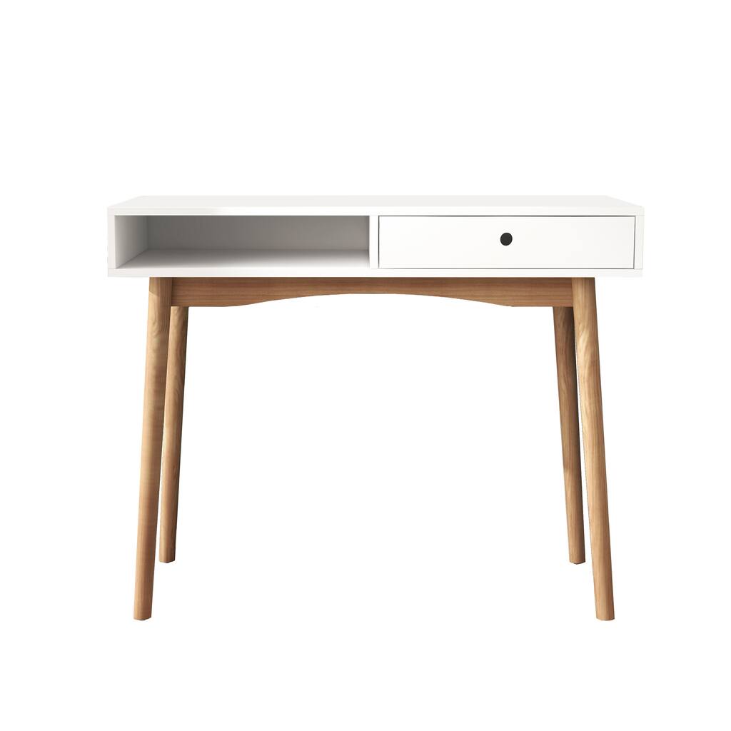 Writing Desk with Drawer Mid Century Modern Desk,Wood Home Office Desk ...