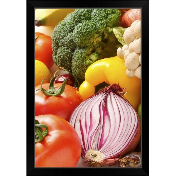 "Close-up of different kinds of vegetables with vibrant colors" Black Framed Print
