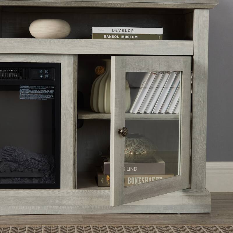 Minimalist TV Media Stand Gray Entertainment Console Center for TV Up to 65" with Open Storage Shelves