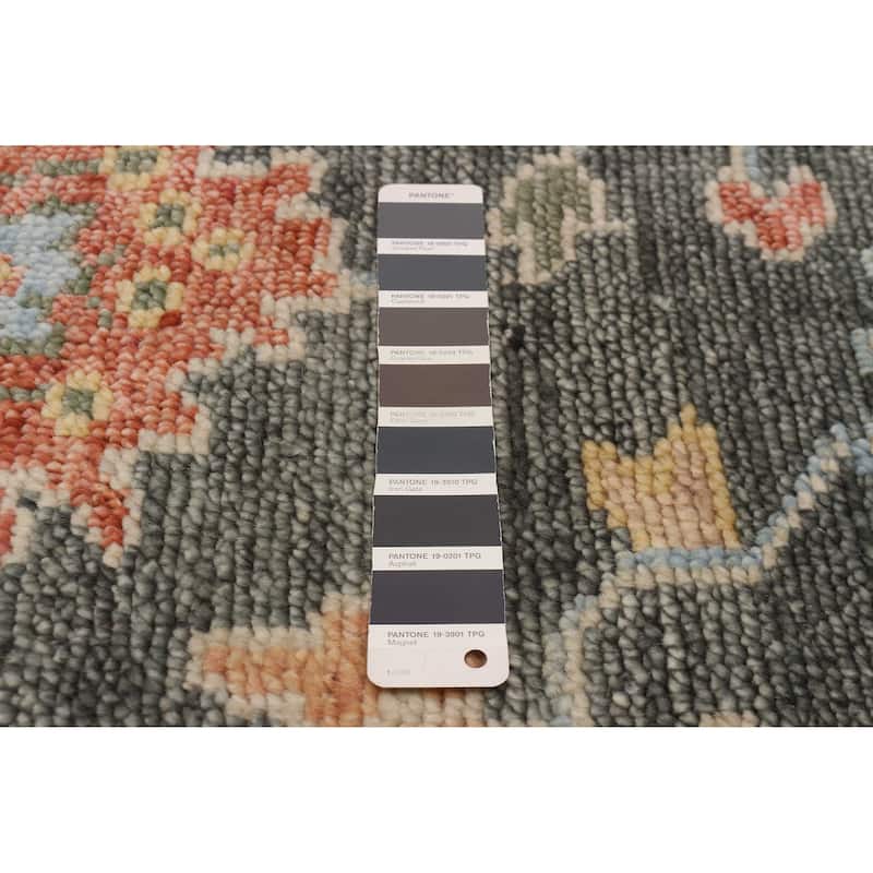 ECARPETGALLERY Hand-knotted Modern Oushak Dark Grey Wool Rug - 7'11 x 9'11