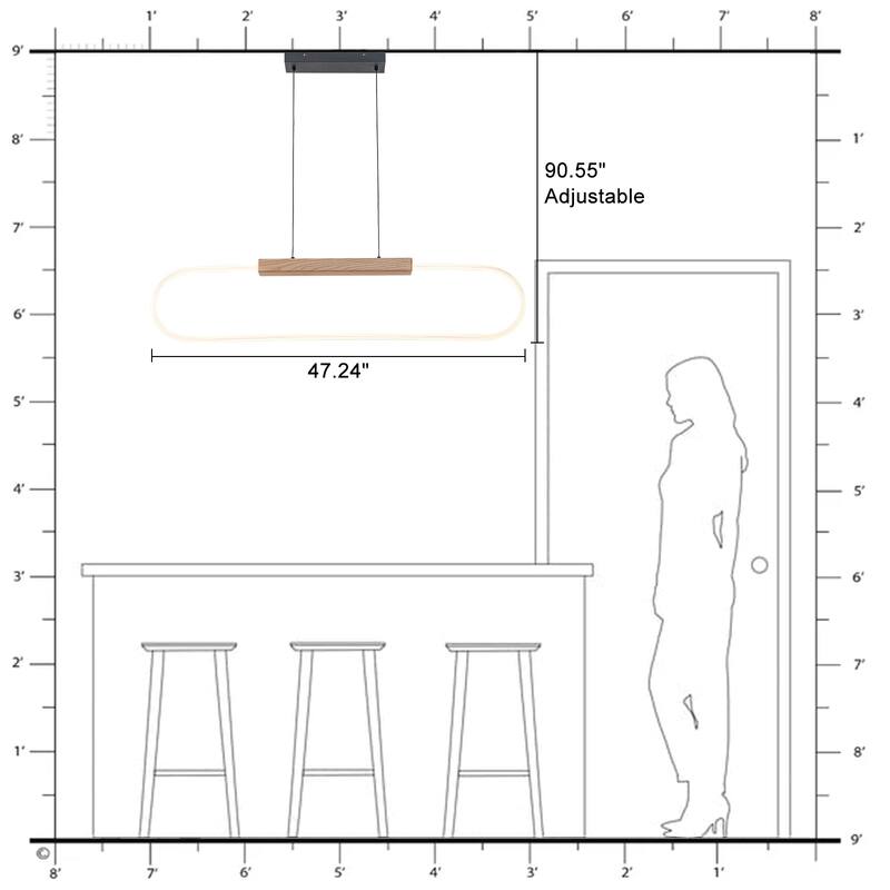 47" Dimmable LED Pendant Light Clear Acrylic Shade Kitchen Island - L47-in