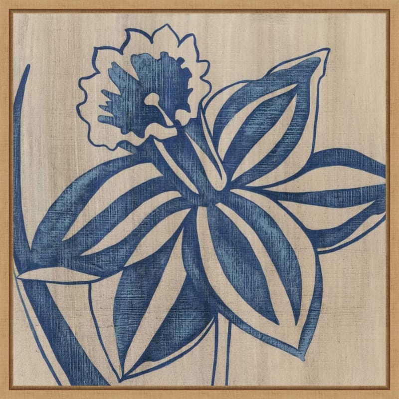 Indigo Daffodil by Chariklia Zarris (22 x 22 in.), Framed Canvas Wall Art Print